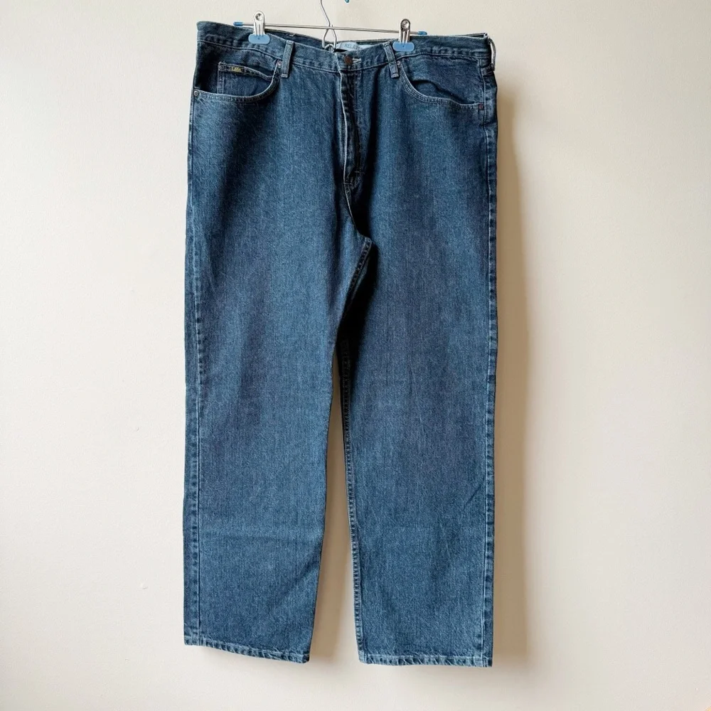 Lee Relaxed Fit Dark Wash Denim Jeans Men Size 42X32 Cotton